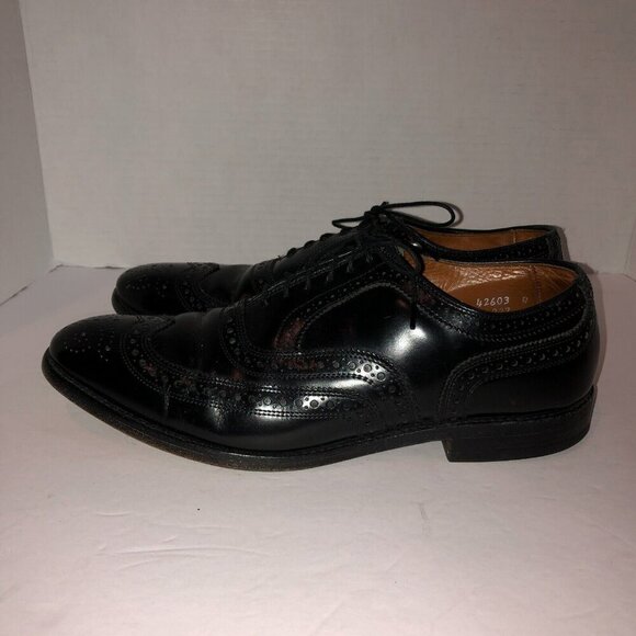 Allen Edmonds McALLISTER Black Wingtip Lace Up Dress Shoes Oxford 6215 9 D main image 6